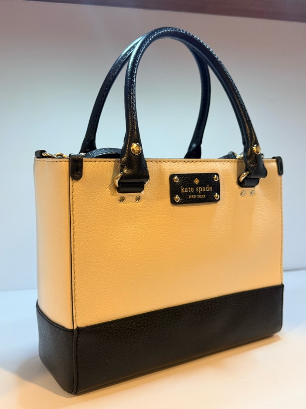 kate spade Two-Tone Cream and Black Leather Satchel